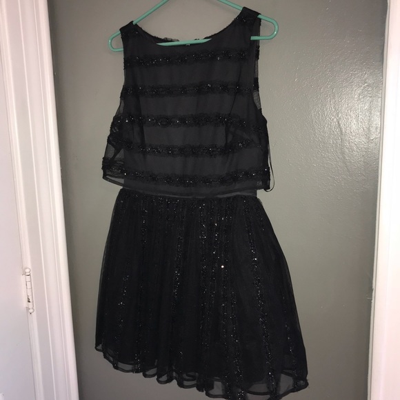 Bebe Sequin and Mesh Striped Cocktail Dress - Picture 2 of 8